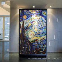 Van Gogh Starry Sky Ice Jade Crystal Mosaic Cut Painting Puzzle Living Room Entrance Hallway Wall Mosaic